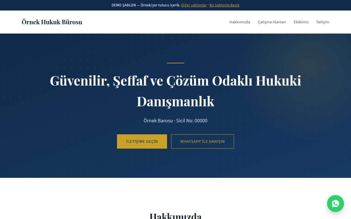 Kurumsal Hukuk şablonu canlı demo ekran görüntüsü